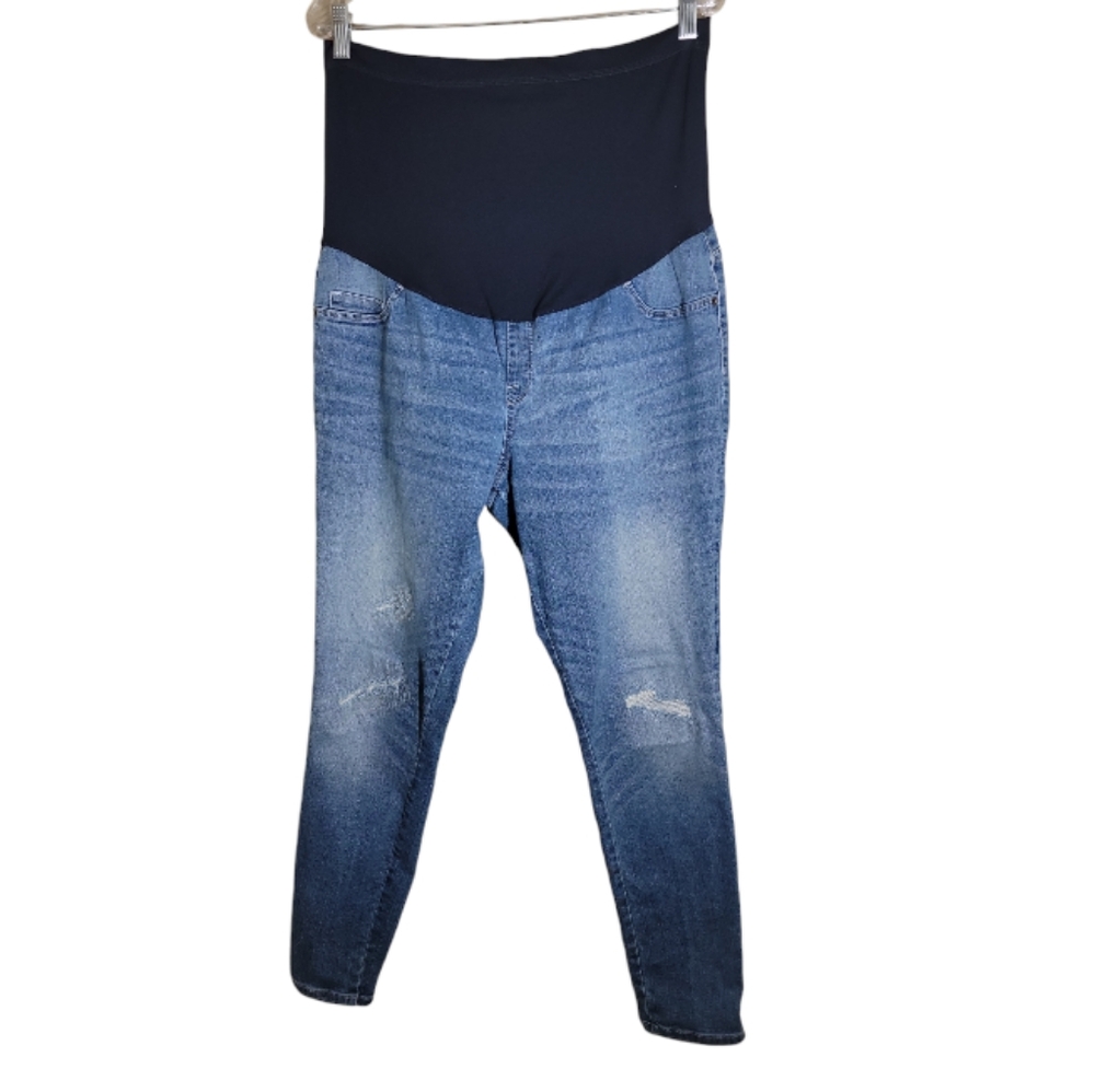Liz Lange target maternity distressed jeggings size large full panel jeans